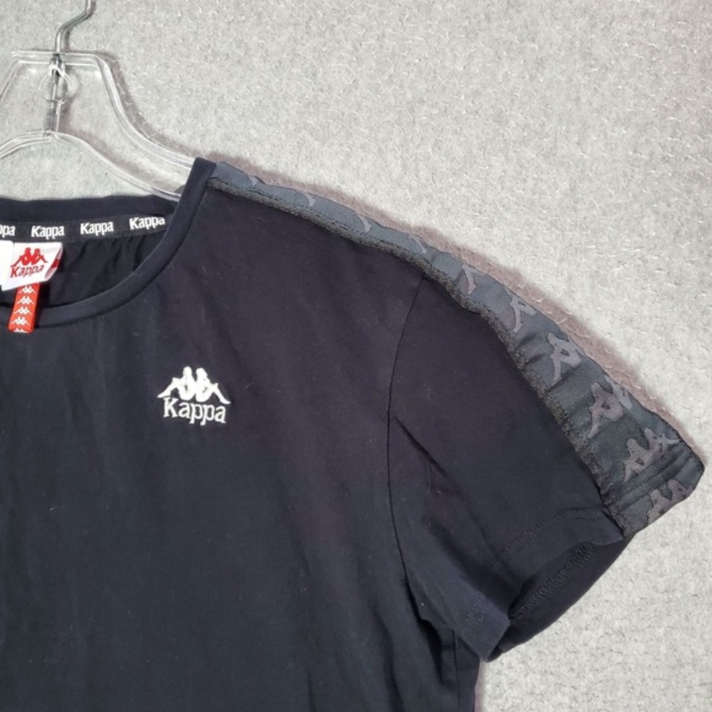 Kappa Women Top Medium Black Crop Shirt Logo Embroidered Short Sleeve Tee - Picture 7 of 7